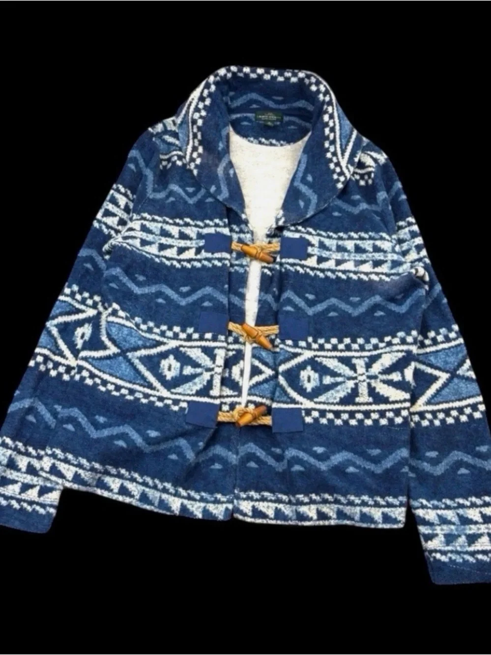 Vintage Ralph Lauren Blue Southwest Aztec Indian Toggle Button Jackets Sz M - Picture 2 of 9